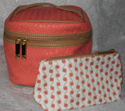 Estee Lauder Orange Train Case and Makeup Bag Set