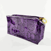 Estee Lauder Purple and Black Snakeskin Print Makeup Bag with Gold Zipper Closure
