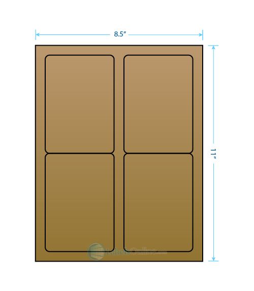 3.5" x 5" Laser &amp; Inkjet Printable Label w/Template; 4 Up