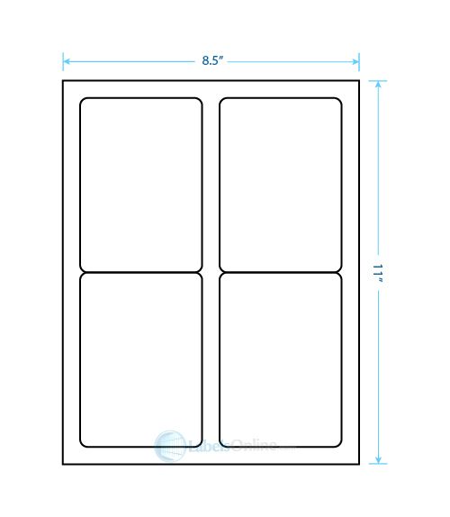 3.5" x 5" Laser &amp; Inkjet Printable Label w/Template; 4 Up