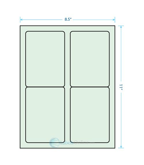 3.5" x 5" Laser &amp; Inkjet Printable Label w/Template; 4 Up