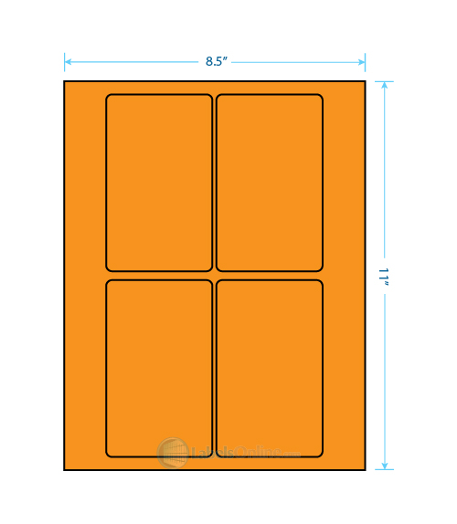 3" x 5" Laser &amp; Inkjet Printable Label w/Template; 4 Up