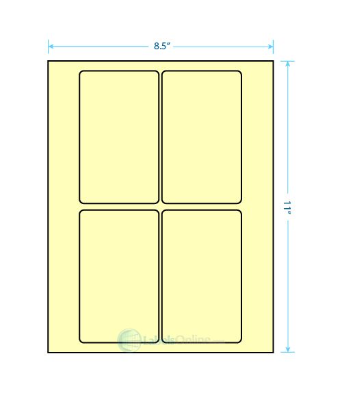 3" x 5" Laser &amp; Inkjet Printable Label w/Template; 4 Up