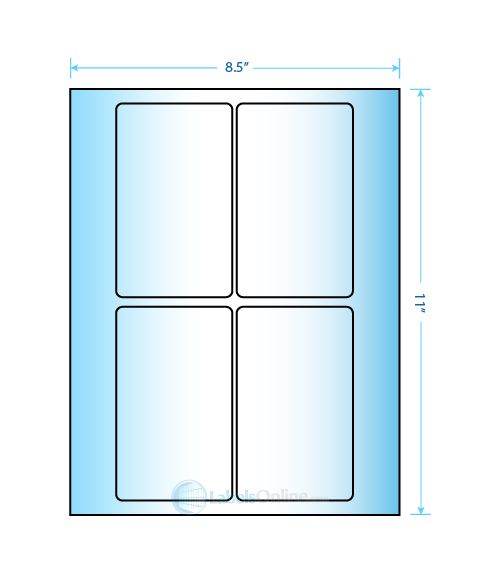3" x 5" Laser &amp; Inkjet Printable Label w/Template; 4 Up