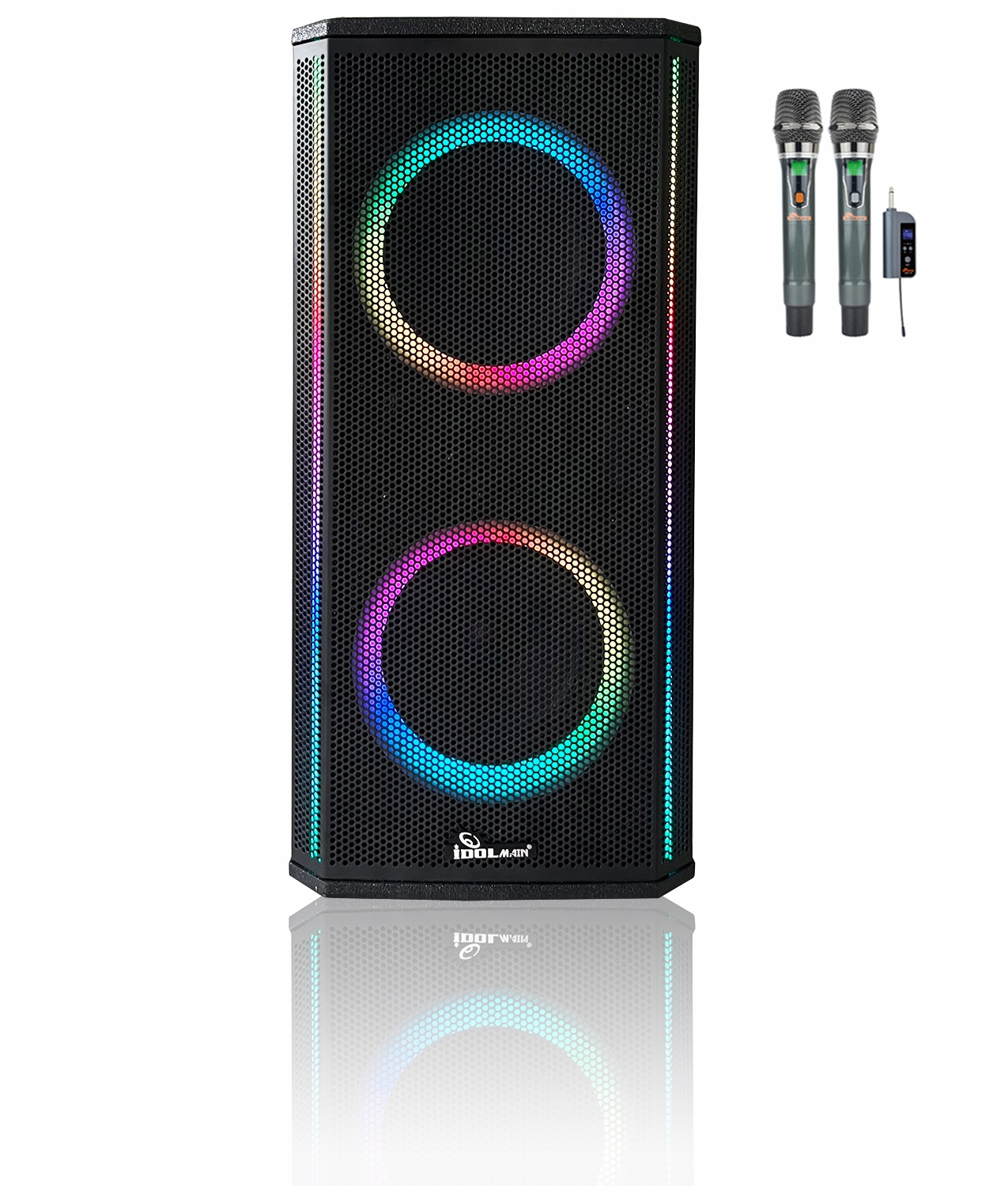 IDOlmain IPS-DJ10 Powerful Bluetooth Rechargeable Party Speaker With Optical Input, USB/SD Port, Dual Wireless MicrophoneB> 