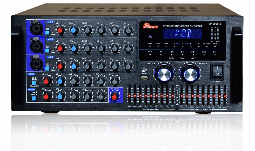 IDOLpro IP-3900II 3000W Mixing Amplifier with Built-in Equalizer, Bluetooth, HDMI ARC, Optical Input, Recording <B> <font color=" orange">NEW </font> </B>