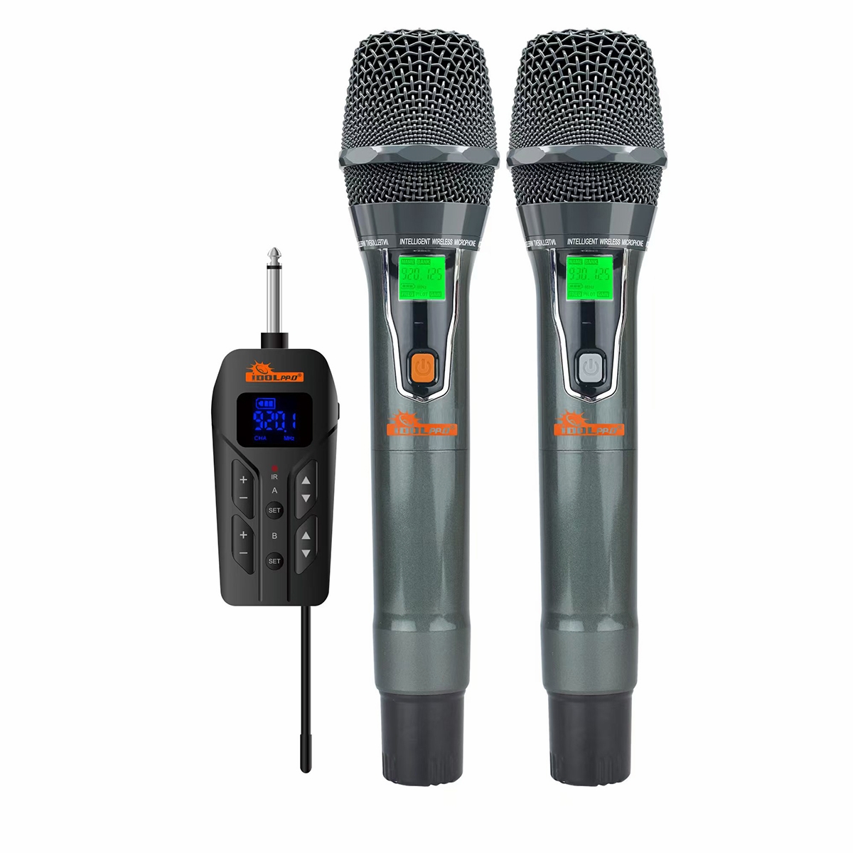 IDOLpro UHF-20 Dual Wireless Microphone Set With Rechargeable Receiver  <font color=" orange"><b>New </b></font> 
