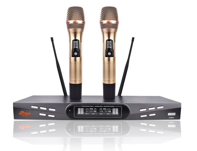 ワイヤレスヘッドセット idol mic AK-01 【2台】 IDOLpro UHF-630 Top-Notch Digital Two-Channel Wireless Microphones