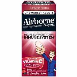 Airborne, Airborne Chewable Tablets - Berry, Blast of Vitamin C, 64 Tablets Airborne, Airborne Chewable Tablets - Berry, Blast of Vitamin C, 64 Tablets