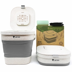 Airnex, 1 Gallon Collapsible Compost Bin Gray Color with 20 Compost Trash Bags + 2 Charcoal Filters, 1 Set