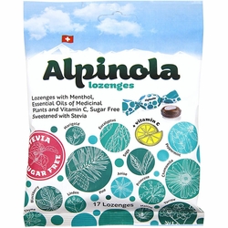 Alpinola, Sugar Free with Stevia Lozenges, with Menthol, Essential Herbal Oil & Vitamin C, 17 Lozenges Alpinola, Sugar Free with Stevia Lozenges, with Menthol, Essential Herbal Oil & Vitamin C, 17 Lozenges