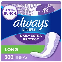 Always, Anti-Bunch Daily Extra Protect Liners, Unscented, Long, 200 ct Always, Anti-Bunch Daily Extra Protect Liners, Unscented, Long, 200 ct