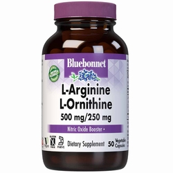 Bluebonnet Nutrition, L-Arginine 500 mg & L-Ornithine 250 mg, 50 Vcaps Bluebonnet Nutrition, L-Arginine 500 mg & L-Ornithine 250 mg, 50 Vcaps