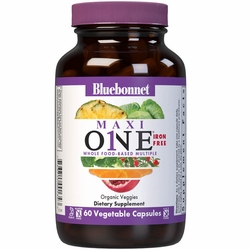 Bluebonnet Nutrition, Maxi One Whole Food-Based Multiple, Iron Free, 60 Vegetable Capsules Bluebonnet Nutrition, Maxi One Whole Food-Based Multiple, Iron Free, 60 Vegetable Capsules
