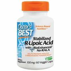 Doctor's Best, Stabilized R-Lipoic Acid (RLA) Na-RALA 100 mg, 60 Veggie Caps