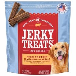 Jerky Treats, American Beef Dog Snacks, 60 oz x 2 Pack