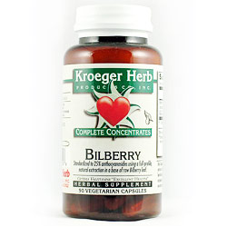 Kroeger Herb, Bilberry Complete Concentrate, 90 Vegetarian Capsules