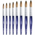 Kyoko Nail Brush, Kolinsky Nail Brush (Short Blue Marble Handle) Round Style # 10, 1 pc