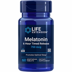 Life Extension, Melatonin 6 Hour Timed Release 750 mcg, 60 Vegetarian Tablets Life Extension, Melatonin 6 Hour Timed Release 750 mcg, 60 Vegetarian Tablets