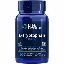 Life Extension, L-Tryptophan 500 mg, 90 Vegetarian Capsules Life Extension, L-Tryptophan 500 mg, 90 Vegetarian Capsules