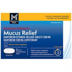 Member's Mark, Mucus Relief, Maximum Strength, 56 Extended-Release Tablets