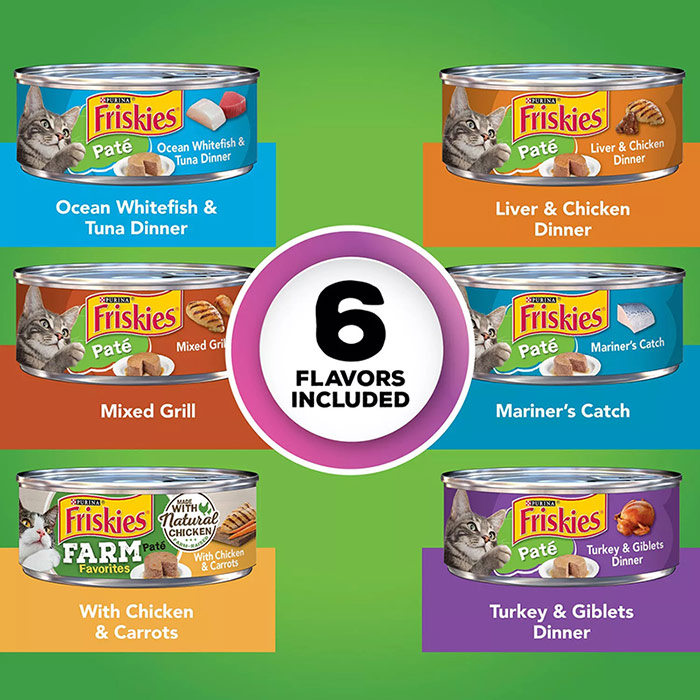 Purina, Friskies Pate Wet Cat Food, Variety Pack, 5.5 oz x 60 Cans