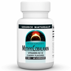 Source Naturals, MethylCobalamin 5 mg Cherry Flavored Vitamin B-12, 60 Lozenges Source Naturals, MethylCobalamin 5 mg Cherry Flavored Vitamin B-12, 60 Lozenges