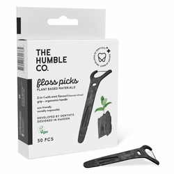 The Humble Co., Dental Floss Picks with Grip Handle - Charcoal, 50 pcs