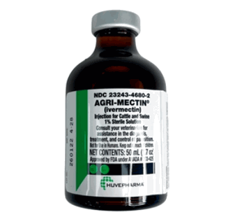 Agri-Mectin (Ivermectin) 1% Sterile Solution Injection for Cattle and Swine - 50 mL