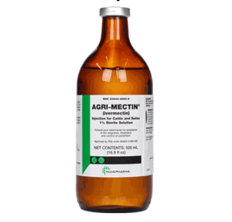 Agri-Mectin (Ivermectin) 1% Sterile Solution Injection for Cattle and Swine - 500 mL
