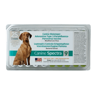 Canine Spectra 9 w/o Syringe - Pack = 1 dose @ $8.47  x  25