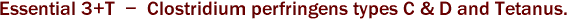 Essential 3+T - Clostridium perfringens types C & D and Tetanus.