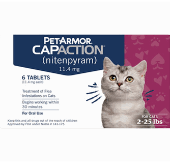 Petarmor CapAction ( Nitenpyram ) Oral Flea Tabs for Cats - 2 to 25 lbs - 6 Tablets