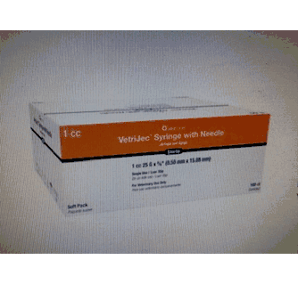 VetriJec Soft Pack Luer Slip Syringe 1cc w/ 5/8" x 25g Needle
