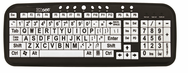 EZsee Large Print, Low Vision, Ergonomic  Multi-Media Keyboard w/ Low-Profile White Keys - Wired