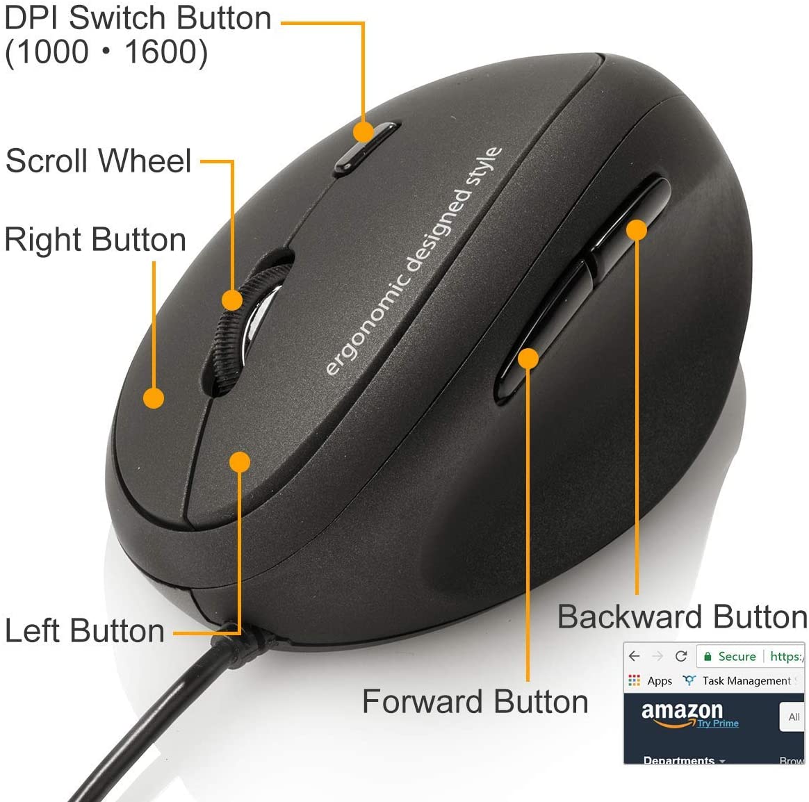 SANWA Wired Ergonomic Mouse, Optical Vertical Mice, for Small Ha 並行輸入品 : SANWA Wired Ergonomic Trackball Mouse, Programmable