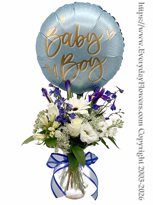 Baby Boy Flowers & Balloon