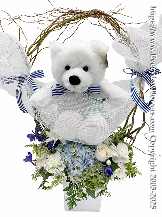Baby Boy Flowers With Stuffed Animal