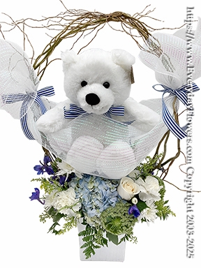 Baby Boy Flowers With Stuffed Animal