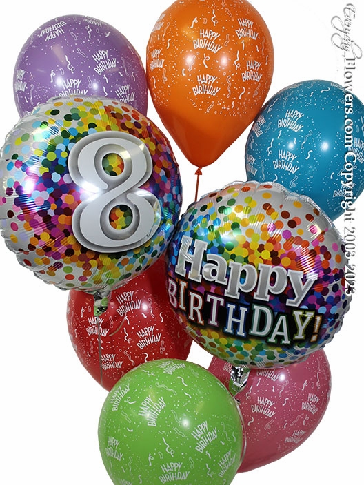 Birthday Balloons Number Eight Balloons Same Day Delivery by Everyday