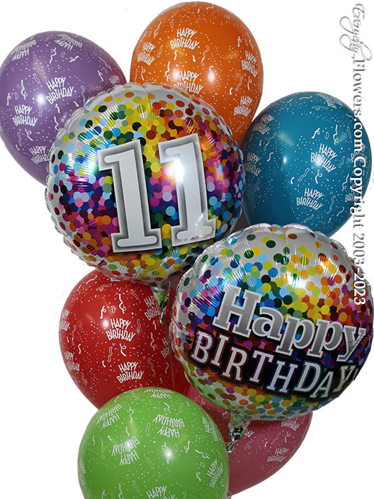 Birthday Balloons Number Eleven Balloons Same Day Delivery by