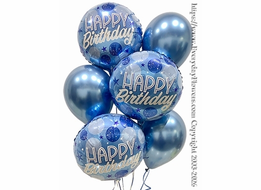 Birthday Blue Sparkle Dots Balloon Bouquet - Same Day Delivery Orange County CA
