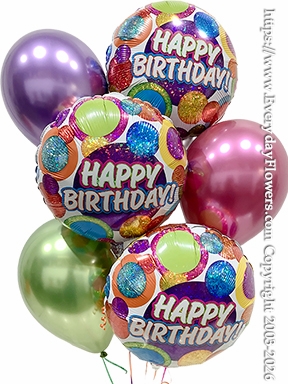 Birthday Glitter Dots Balloon Bouquet - Same Day Delivery Orange County, CA