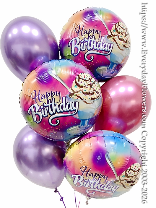 Birthday Ice Cream Sundae Balloon Bouquet - Same Day Delivery Orange County, CA