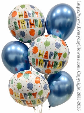 Birthday Party Balloons Blue - Same Day Delivery Orange County CA