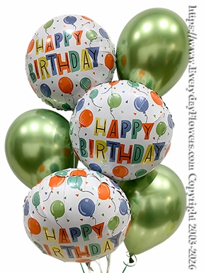 Birthday Party Balloons Green - Same Day Delivery Orange County CA