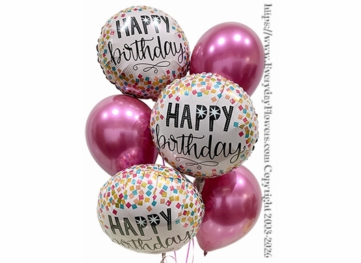 Birthday Pink Confetti Balloon Bouquet - Same Day Delivery Orange County CA