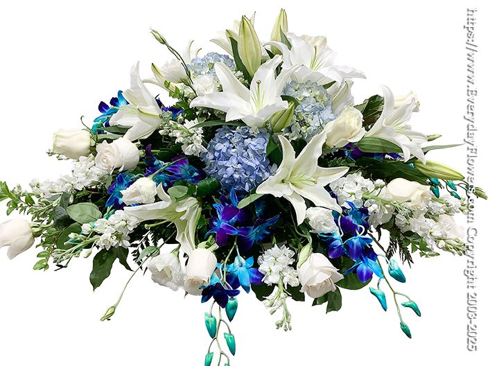 Blue and White Casket Flower Spray | Flower Delivery | Everyday Flowers