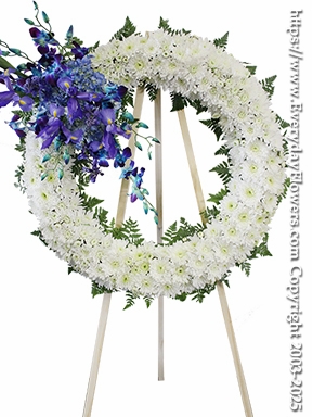 Blue and White Funeral Wreath