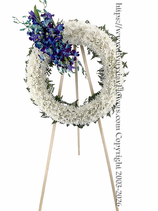 Blue and White Funeral Wreath